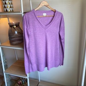 Purple V-neck Oversized Sweater